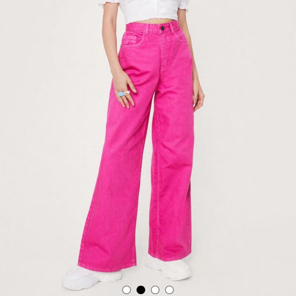 Nastygal wide leg pink jeans. US size 4